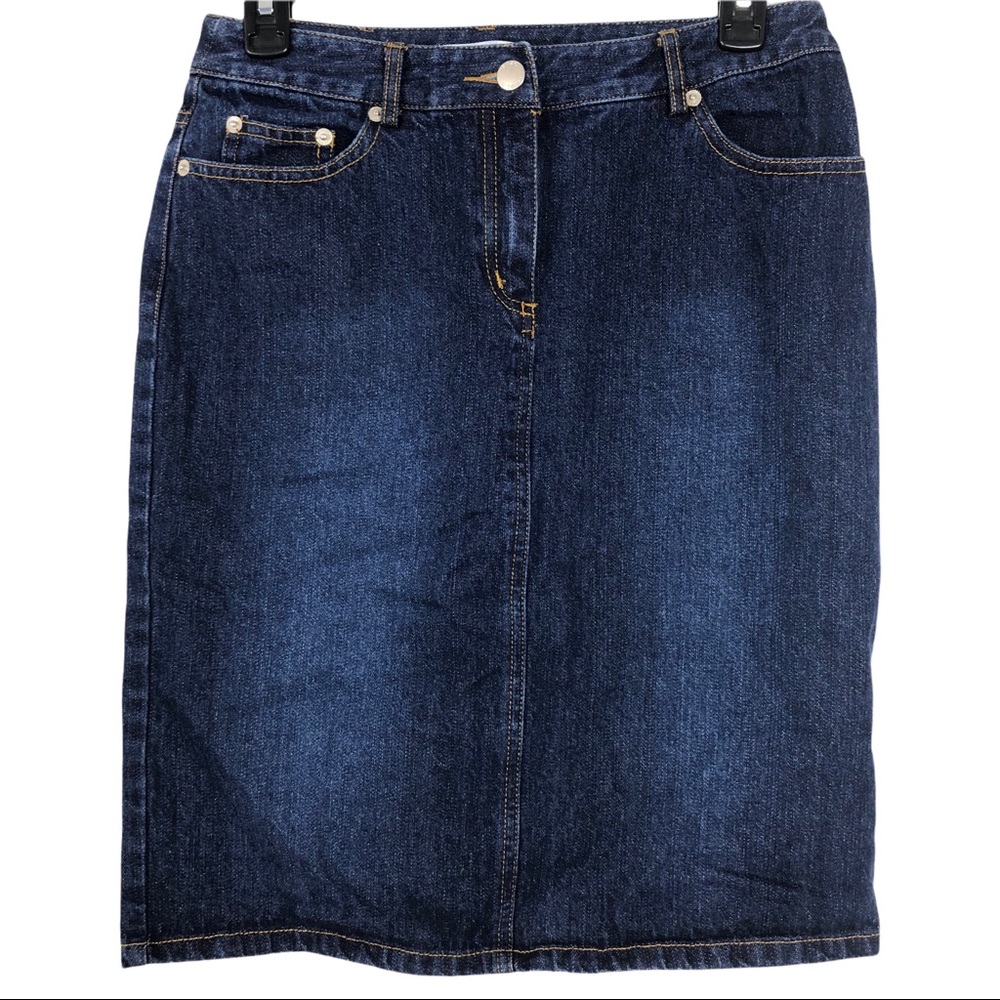 Isaac Mizrahi for Target Dark Wash Denim Knee Length Jean Skirt